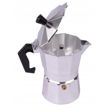 KAWIARKA ALUMINIOWA ZAPARZACZ DO KAWY KAFETERKA 3 filiżanki 150 ml SREBRNA